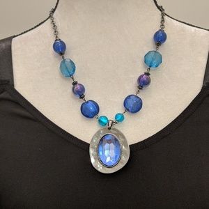 Shades of blue statement necklace- Sale!